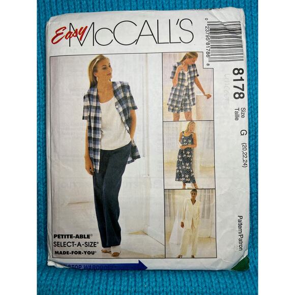McCalls 8178 Sewing pattern Dress top pants shorts jacket size 20 22 24 - Picture 1 of 7